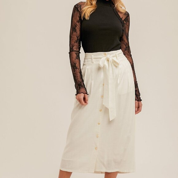 Button Down Linen Skirt - Picture 1 of 3